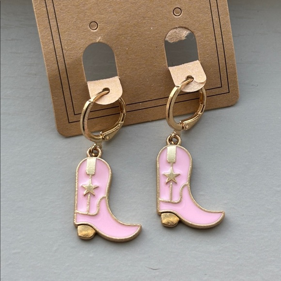 Pink Boot Earrings - Picture 1 of 3